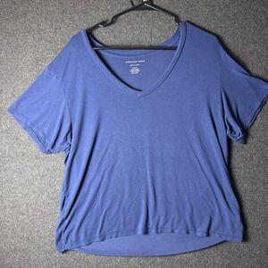 American Eagle Soft Sexy V Neck T Shirt Women's M Blue Casual Tee Short Sleeve